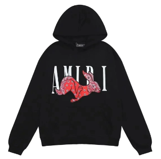 Amiri Black Rabbit Print Hoodie